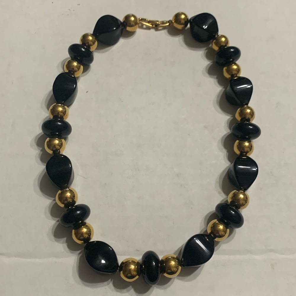 Vintage Black & Gold Napier 18 in Statement necklace